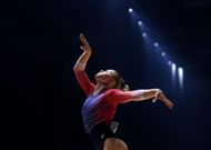 Jade Carey of Team United States of America competes during the Women's Floor Final on Day Nine of the FIG Artistic Gymnastics World Championships (Photo by Laurence Griffiths/Getty Images)